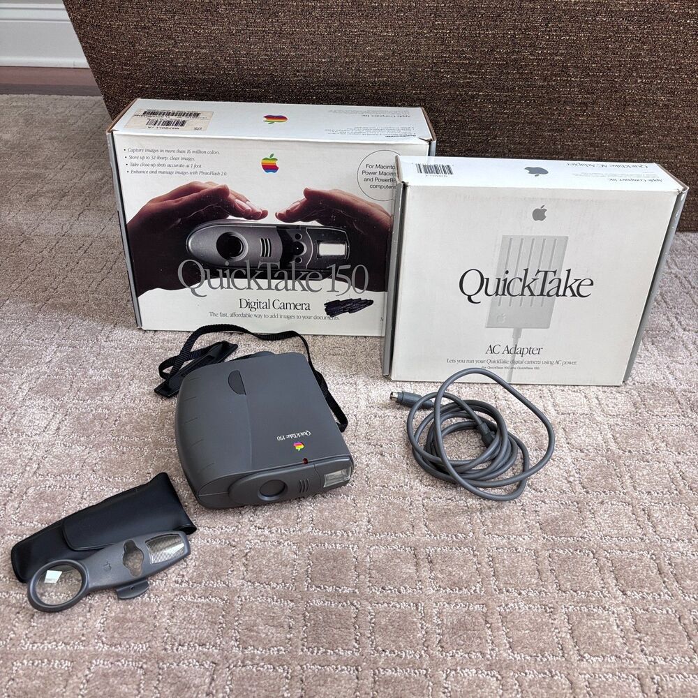 Apple QuickTake 150 Digital Camera w/Box Accessories & AC Adapter Tested Working